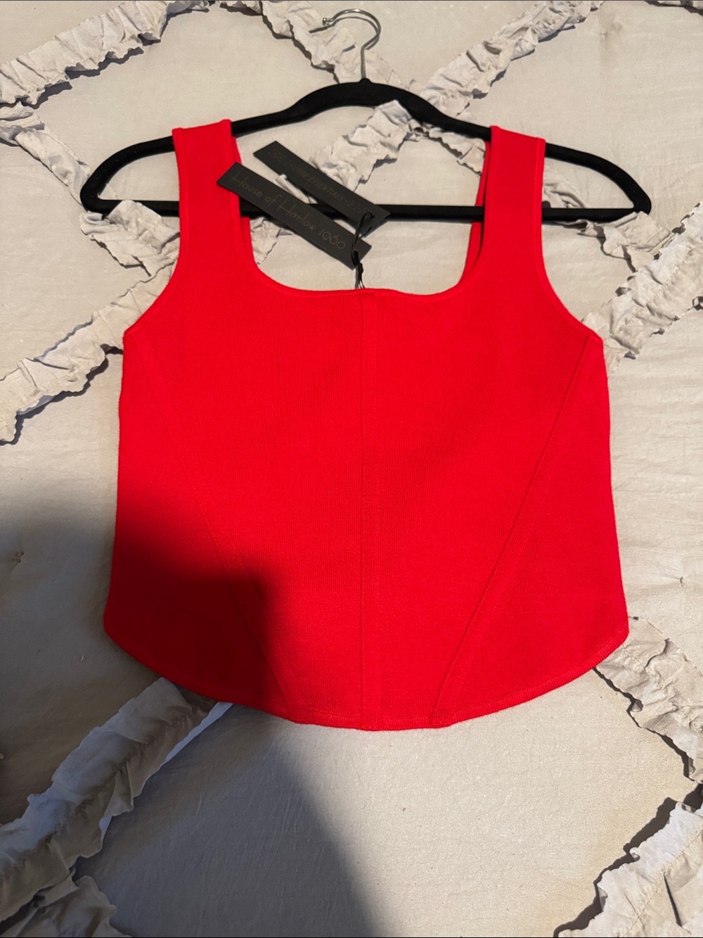 NWT House of Harlow Red Sleeveless Square-Neck Crop Top